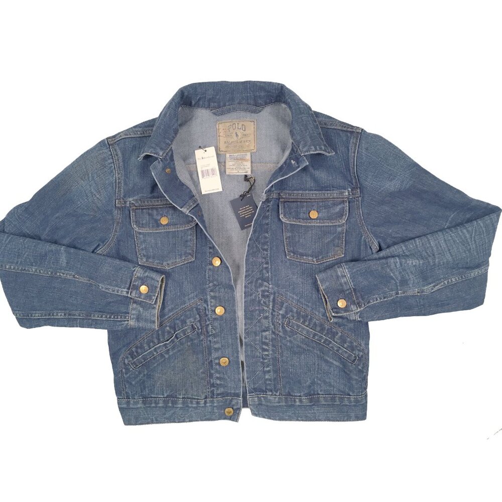 NEW Vintage Polo Ralph Lauren American Style Denim Jacket! Small  Fading  Stains